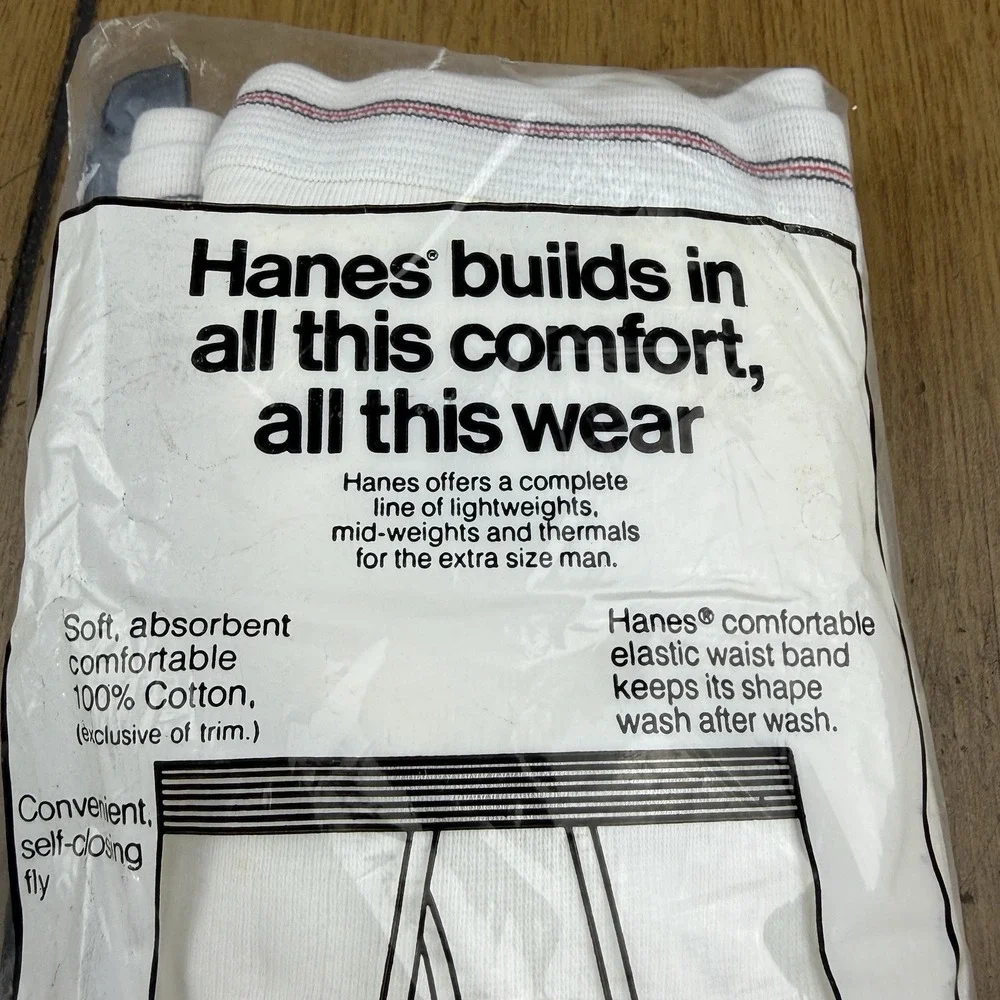 Vintage 1977 White‎ Hanes Briefs Waist 48 100% Cotton USA 3 Pk  New